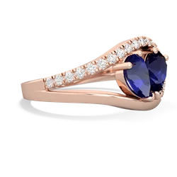 Lab Sapphire Nestled Heart Keepsake 14K Rose Gold ring R5650