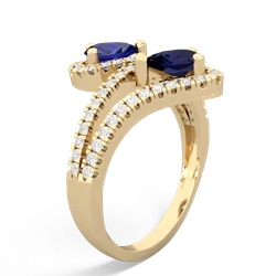 Lab Sapphire Diamond Dazzler 14K Yellow Gold ring R3000