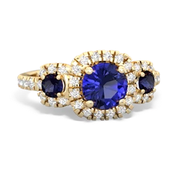 Lab Sapphire Regal Halo 14K Yellow Gold ring R5350