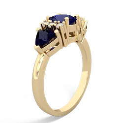 Lab Sapphire Antique Style Three Stone 14K Yellow Gold ring R2186