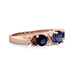 Lab Sapphire Hugs And Kisses 14K Rose Gold ring R5016