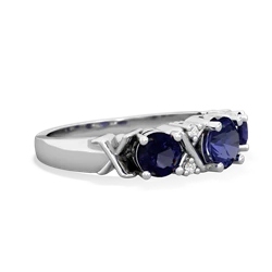 Lab Sapphire Hugs And Kisses 14K White Gold ring R5016