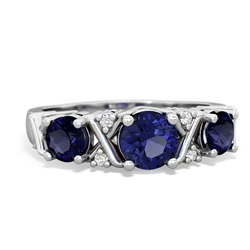 Lab Sapphire Hugs And Kisses 14K White Gold ring R5016