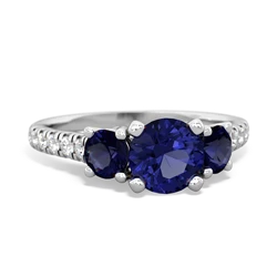 Lab Sapphire Pave Trellis 14K White Gold ring R5500