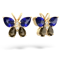 Lab Sapphire Butterfly 14K Yellow Gold earrings E2215