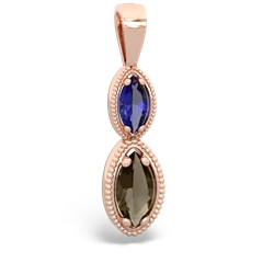 Lab Sapphire Antique-Style Halo 14K Rose Gold pendant P5700