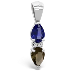 Lab Sapphire Bowtie Drop 14K White Gold pendant P0865