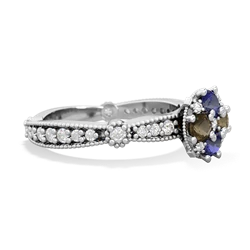 Lab Sapphire Sparkling Tiara Cluster 14K White Gold ring R26293RD