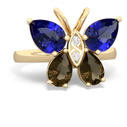 Lab Sapphire Butterfly 14K Yellow Gold ring R2215