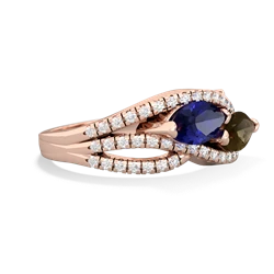 Lab Sapphire Diamond Rivers 14K Rose Gold ring R3070