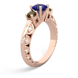 Lab Sapphire Art Deco Eternal Embrace Engagement 14K Rose Gold ring C2003