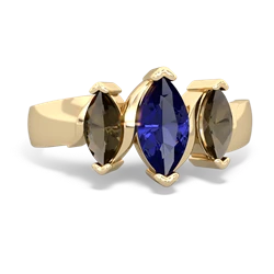 Lab Sapphire Three Peeks 14K Yellow Gold ring R2433