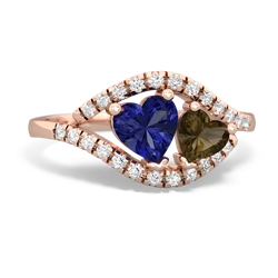 Lab Sapphire Mother And Child 14K Rose Gold ring R3010