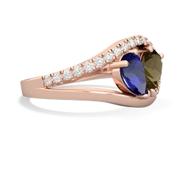 Lab Sapphire Nestled Heart Keepsake 14K Rose Gold ring R5650