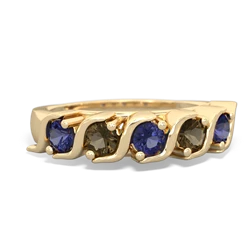 Lab Sapphire Anniversary Band 14K Yellow Gold ring R2089