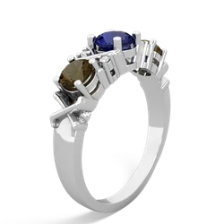 Lab Sapphire Hugs And Kisses 14K White Gold ring R5016