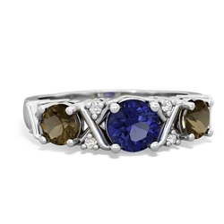 Lab Sapphire Hugs And Kisses 14K White Gold ring R5016