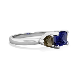 Lab Sapphire Three Stone 14K White Gold ring R5235