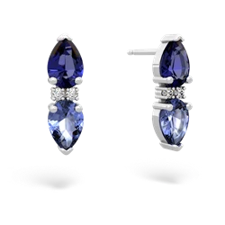 Lab Sapphire Bowtie Drop 14K White Gold earrings E0865