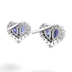 Lab Sapphire Halo 14K White Gold earrings E7008