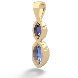 Lab Sapphire Antique-Style Halo 14K Yellow Gold pendant P5700