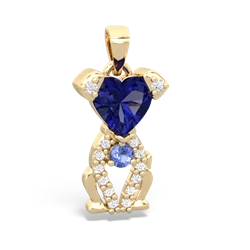 Lab Sapphire Puppy Love 14K Yellow Gold pendant P5800