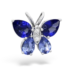 Lab Sapphire Butterfly 14K White Gold pendant P2215