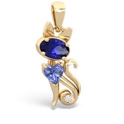 Lab Sapphire Kitten 14K Yellow Gold pendant P5780