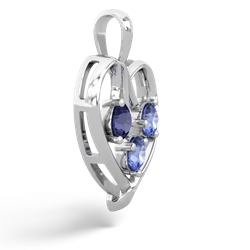 Lab Sapphire Glowing Heart 14K White Gold pendant P2233