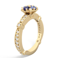 Lab Sapphire Sparkling Tiara Cluster 14K Yellow Gold ring R26293RD