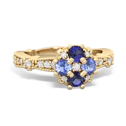 Lab Sapphire Sparkling Tiara Cluster 14K Yellow Gold ring R26293RD