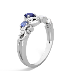 Lab Sapphire Crown Keepsake 14K White Gold ring R5740