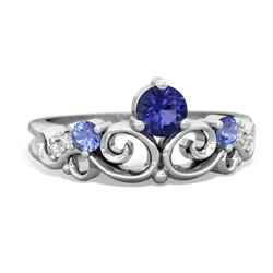 Lab Sapphire Crown Keepsake 14K White Gold ring R5740