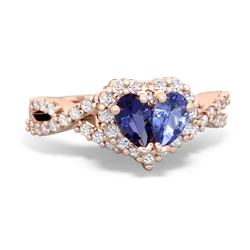 Lab Sapphire Diamond Twist 'One Heart' 14K Rose Gold ring R2640HRT