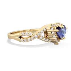 Lab Sapphire Diamond Twist 'One Heart' 14K Yellow Gold ring R2640HRT