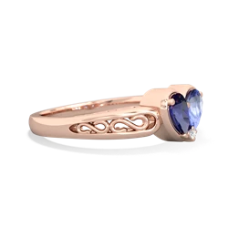 Lab Sapphire Filligree 'One Heart' 14K Rose Gold ring R5070