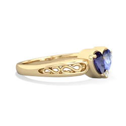 Lab Sapphire Filligree 'One Heart' 14K Yellow Gold ring R5070