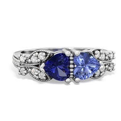 Lab Sapphire Diamond Butterflies 14K White Gold ring R5601