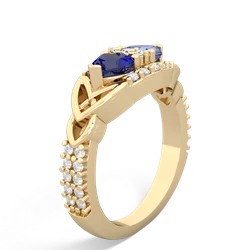 Lab Sapphire Sparkling Celtic Knot 14K Yellow Gold ring R2645