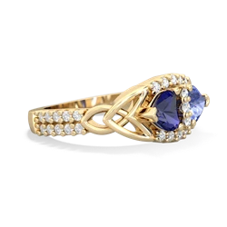 Lab Sapphire Sparkling Celtic Knot 14K Yellow Gold ring R2645