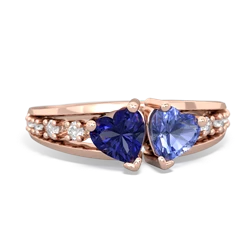 Lab Sapphire Heart To Heart 14K Rose Gold ring R3342