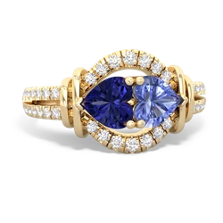 Lab Sapphire Art-Deco Keepsake 14K Yellow Gold ring R5630