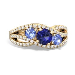 Lab Sapphire Three Stone Aurora 14K Yellow Gold ring R3080