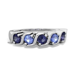 Lab Sapphire Anniversary Band 14K White Gold ring R2089