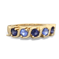 Lab Sapphire Anniversary Band 14K Yellow Gold ring R2089