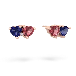 Lab Sapphire Sweethearts 14K Rose Gold earrings E5260