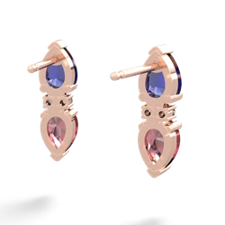 Lab Sapphire Bowtie Drop 14K Rose Gold earrings E0865