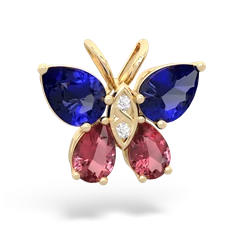 Lab Sapphire Butterfly 14K Yellow Gold pendant P2215