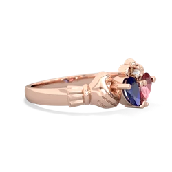 Lab Sapphire 'Our Heart' Claddagh 14K Rose Gold ring R2388