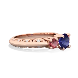 Lab Sapphire Art Deco Eternal Embrace Engagement 14K Rose Gold ring C2003